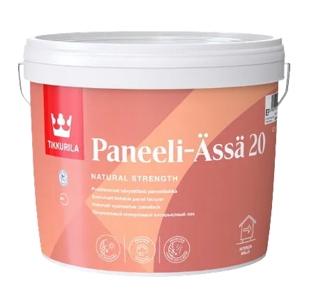 PANEELI ÄSSÄ 20 - Interiérový lak na drevené obklady bezfarebný polomatný 2,7 L