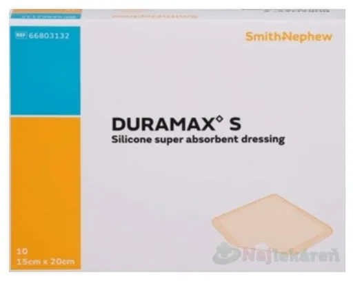 DURAMAX S silikónový superabsorpčný obväz - krytie 15x20cm 10ks