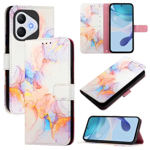 ART MARBLE Peňaženkový kryt pre Honor 400 Lite WHITE ORANGE