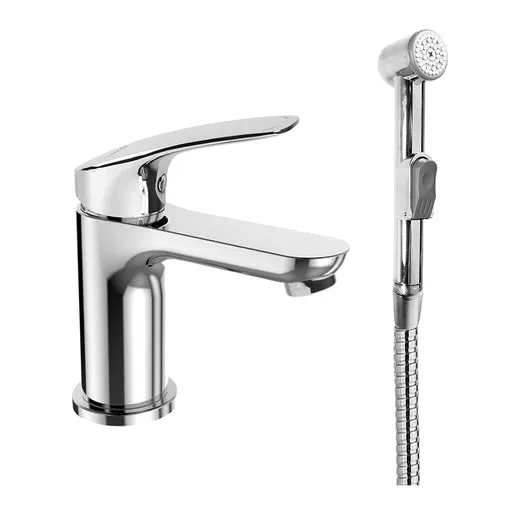 Mereo Umývadlová stojanková batéria Eve s bidetovou sprchou CBV10105