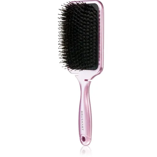 BrushArt Hair Boar bristle paddle hairbrush kefa na vlasy so štetinami z diviaka Metalic Pink 1 ks