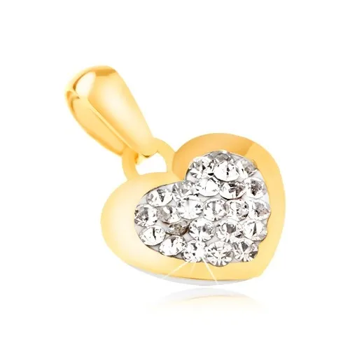 Zlatý prívesok 585 - ligotavé pravidelné srdiečko, číre zirkóny uprostred