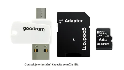 GOODRAM microSDXC karta 64GB M1A4 All-in-one (R:100/W:10 MB/s), UHS-I Class 10, U1 + Adapter + OTG card reader/čítačka
