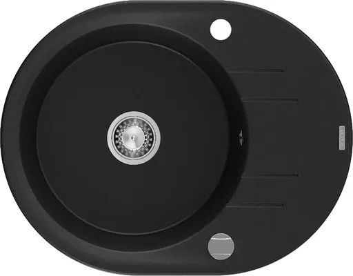 MEXEN MEXEN - Kevin granitový drez 1 s odkvapkávačom 586x458 mm, čierna, sifón chróm 6517581005-77