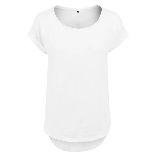 Build Your Brand Dámske tričko s predĺženým zadným dielom - Biela | L
