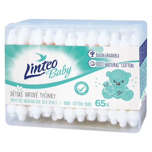 LINTEO Baby Vatové tyčinky papierové 65 ks