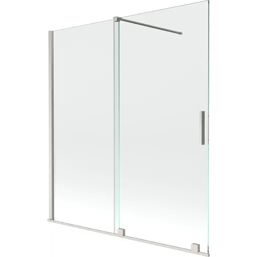 MEXEN/S - Velár dvojkrídlová posuvná vaňová zástena 150 x 150, transparent, nikel kartáčovaný 896-150-000-01-97