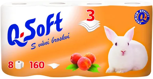 Toaletný papier Q-SOFT 3vrs. 160útržkov 8ks broskyňa / predaj po balení