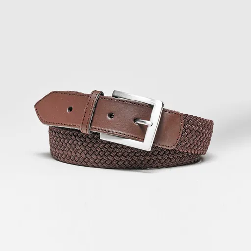 Zapletaný pružný opasok s koženým zakončením