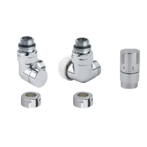 Termostatická sada ISAN uhlová pravá nerez O39NUCR105