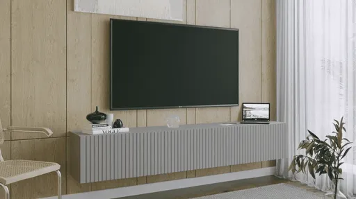 ArtExt Závesný TV stolík JOY | 200 cm Farba: Sivá (drážky)