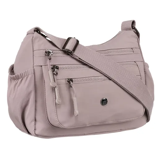 Listonoszka damska w kolorze lila z kieszenią na suwak na froncie - Peterson