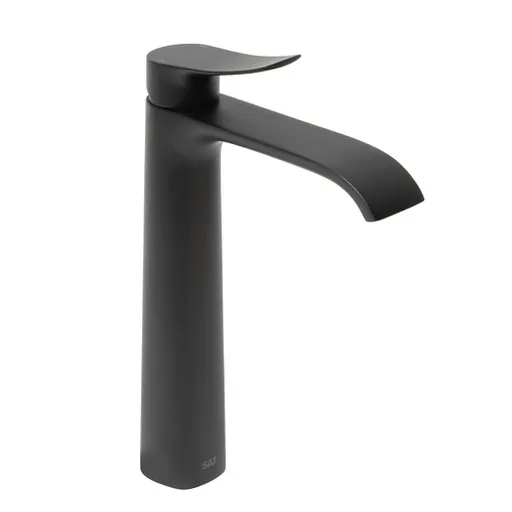 Vysoká umývadlová batéria SAT Infinitio bez výpusti čierna matná SATBSINF285C
