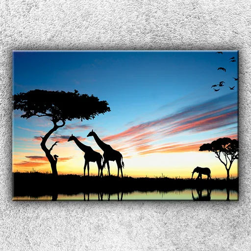 Foto na plátne Siluety safari 1 120x80 cm