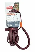 Vodítko pre psov BIVOUAK okrúhle, silikónové 6mm/15m červené Zolux