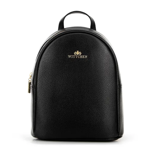 Kožený dámsky batoh s oblým tvarom čierno-zlatý 100-4E-609-1G
