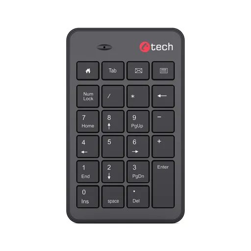 C-TECH klávesnica KBN-02W, bezdrôtová, numerická, 23 kláves, USB slim black