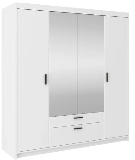 ArtLemp Šatníková skriňa ELLEN 4D2S so zrkadlom | biela