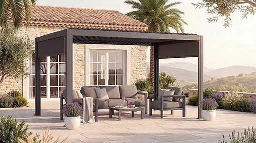 DEOKORK Záhradný kovový altánok ECONOMY 4x3 m (grafit)