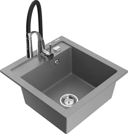 MEXEN/S MEXEN/S - Vito granitový drez 1-miska vrátane batérie Aster, šedá 6503-71-73450-07