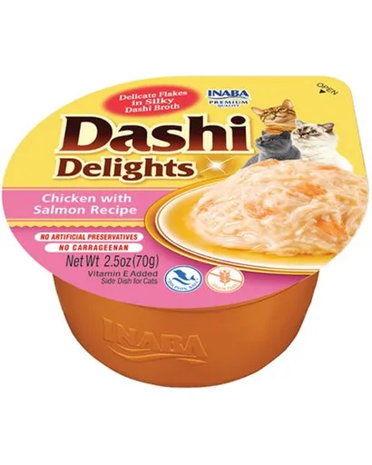 Inaba Dashi Delights cat Kura s lososom vo vaničke pre mačky 6x70g