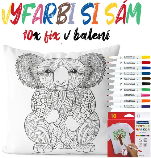 Vankúšik na vyfarbenie Koala (Velikost polštáře: 55 x 55 cm)