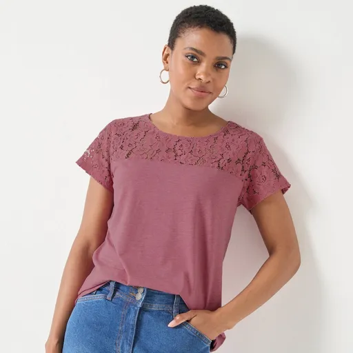 Tričko s krátkymi rukávmi a čipkou