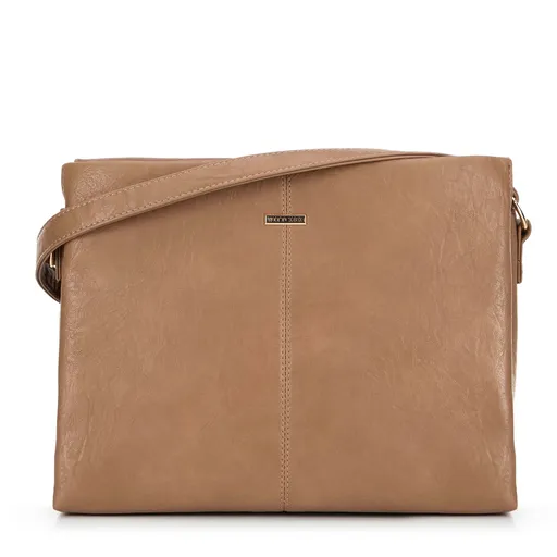 Dámska shopper kabelka s dekoračnou prackou na remienku tmavobéžová 99-4Y-630-9