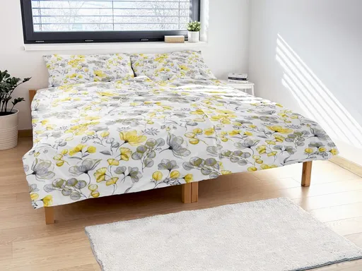 Polášek Krepové obliečky Lístky - Žltá | 140 x 200 cm / 70 x 90 cm