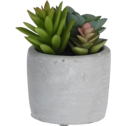 Umelé sukulenty v betónovom kvetináči, 9 x 11 x 9 cm, mix