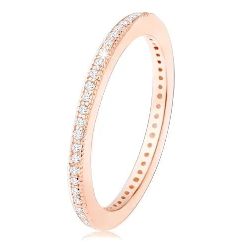 Obrúčka zo striebra 925, medený odtieň, drobné číre zirkóniky po obvode - Veľkosť: 49 mm