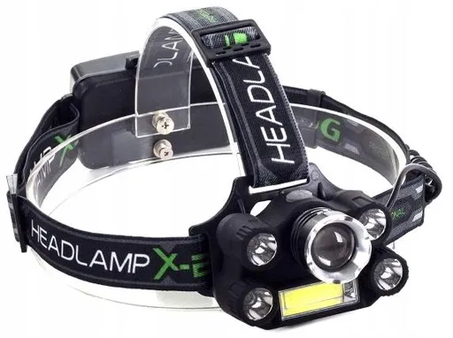 Čelovka CREE 1 x XM-L T6 + 4 x silný Q5 biely + 1 x silný COB + ZOOM opasok