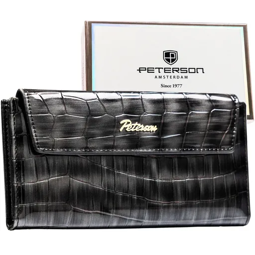 Sivá dámska peňaženka z ekologickej kože so zapínaním na patent