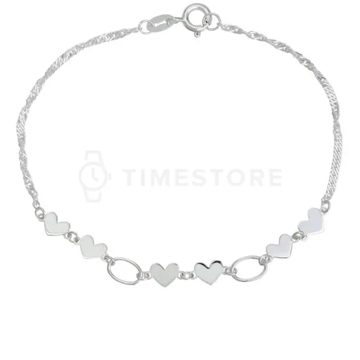 Strieborný náramok s príveskami v tvare srdca TS-BR-0061