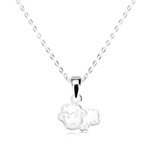 Náhrdelník zo striebra 925 - ovečka s bielou glazúrou, ligotavá retiazka