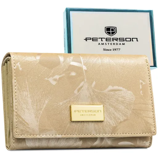 Dámska béžová kožená peňaženka s RFID ochranou a vonkajším vreckom