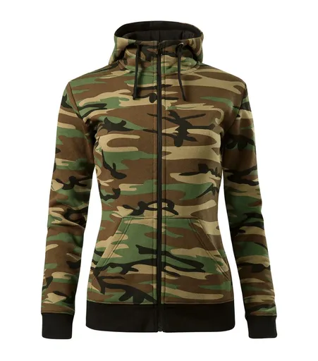 MALFINI Dámska mikina Camo Zipper - Maskáčová hnedá | 2XL