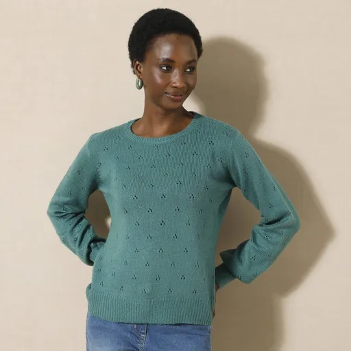 Pulóver s okrúhlym výstrihom z úpletu pointelle