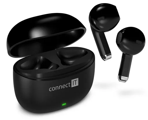 CONNECT IT True Wireless SonicBass slúchadlá do uší s mikrofónom, ČIERNA