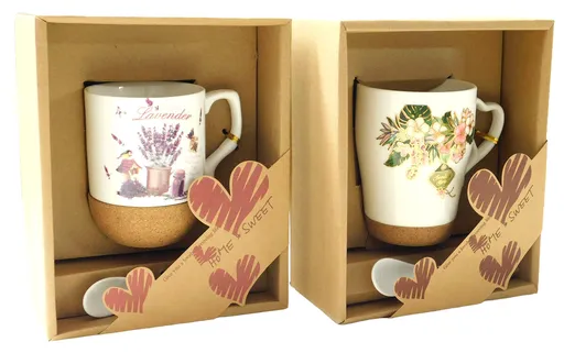 MAKRO - Hrnček s lyžičkou keramický levanduľa rôzne dekory