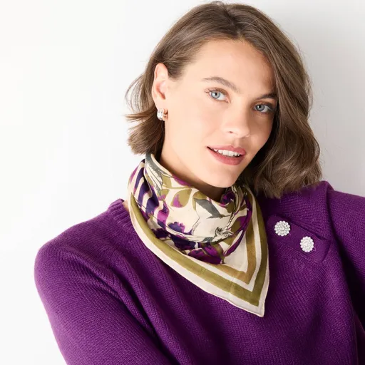 Šatka z bavlneného voálu s potlačou lastovičiek