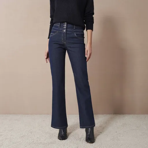 Široké džínsy s vysokým pásom, pre vyššiu postavu