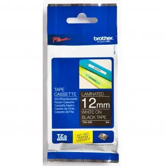 Brother originál páska do tlačiarne štítkov, Brother, TZE-335, biely tisk/černý podklad, laminovaná, 8m, 12mm