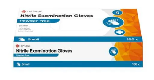 LIVSANE Nitrilové vyšetrovacie rukavice veľ. S nesterilné, nepudrované, fialovomodré 100ks