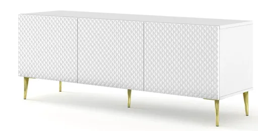 ARTBm TV stolík RAVENNA C 3D 150 | biela lesklá Prevedenie: Biela / biela lesk / zlaté nohy