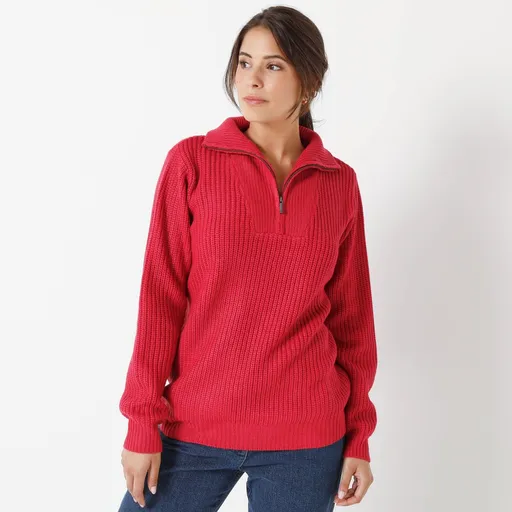 Pulóver so zipsovým stojačikom, anglický hladký vzor