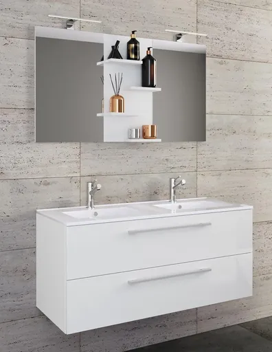 VCM 3dílná umyvadlová skříňka Budasi, bílá