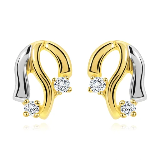 Zlaté 9K náušnice tulipán s vlnitými líniami a čírymi zirkónmi