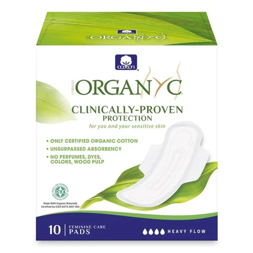 ORGANYC Denné vložky s krídelkami predĺžené Heavy 10 kusov