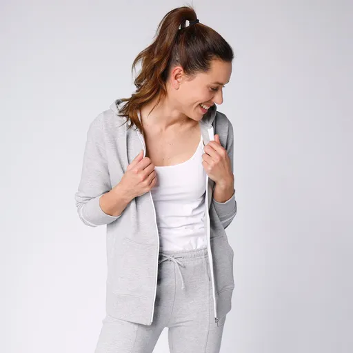 Dvojfarebná moltonová mikina na zips, s kapucňou